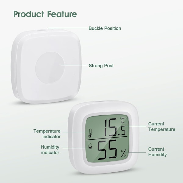 Termometer -- 1 sæt med 3 mini digitale LCD-hygrometre