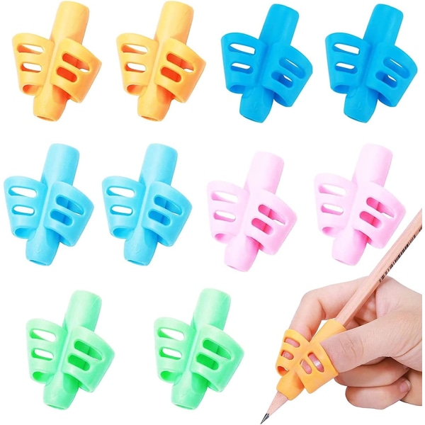 Blyantgrep - Skriveinstrument for skolestillingskorrigering (5 farger, pakke med 10)