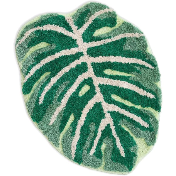Monstera halkfri badmatta eller köksmatta | Växtbladsformad golvmatta för sällskapsdjur för barn