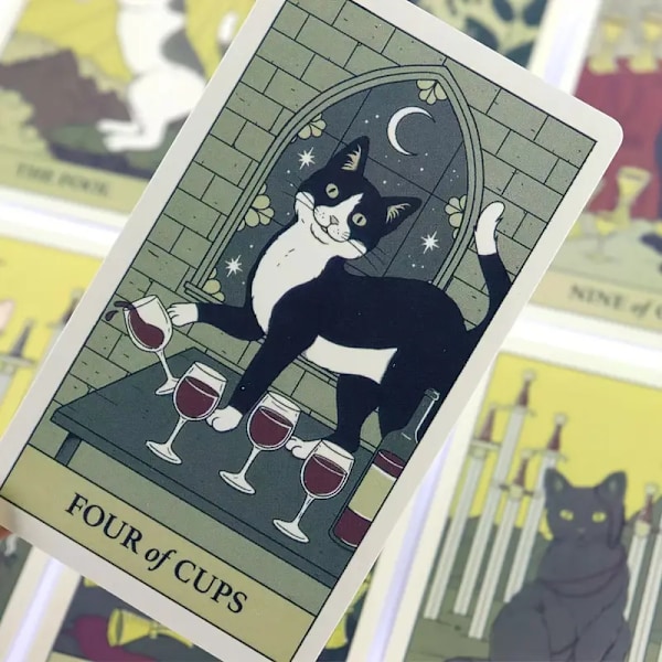 Katter styrer verden med tarot og PDF-guidebok, spennende tarotkortspill for å spå fremtiden