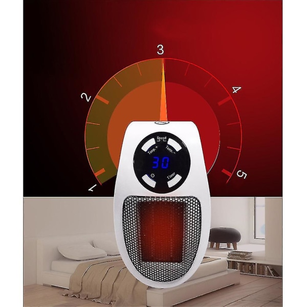 Homemiyn vägguttag Elektrisk rymdvärmare med justerbar termostat och timer och led-display för kontorsrum