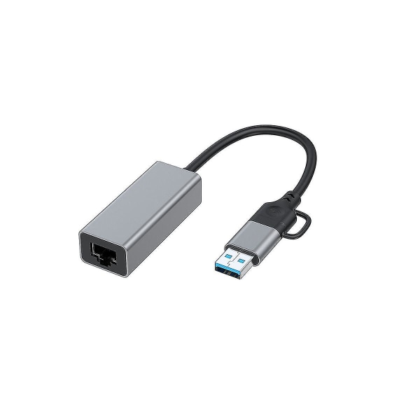 USB Type C - Rj45 langallinen verkkokortti Ulkoinen langallinen USB 3.0 - Ethernet -sovitin kannettavalle tietokoneelle, 100