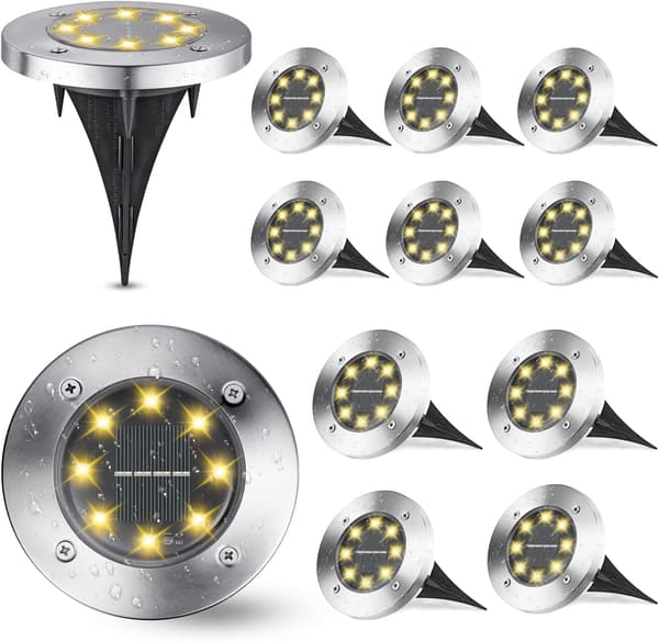 Utomhus solcellslampor, [12-pack] solcellslampor för trädgård, varmvitt,