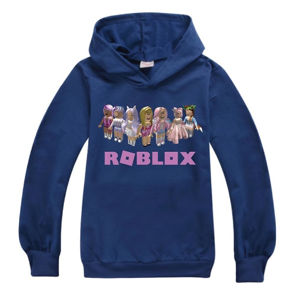 Børn Teenagere Roblox Sweatshirt Hættetrøjer Hættetrøje Toppe Gaver 9-14 år Navy Blue 11-12 Years