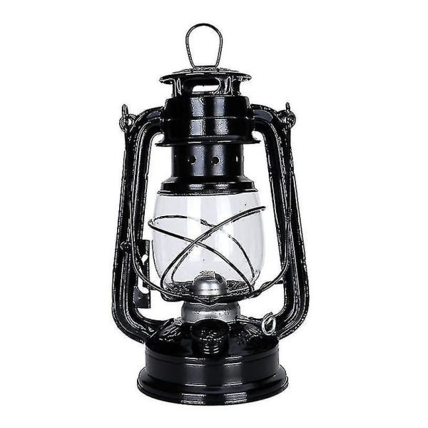 Retro petroleumslampe 25 cm Campinglampe Dekorativ boliglampe A-FARVE：Sort