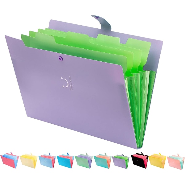 Candy Color Cute Expansion Folder, 5 Tab Pocket Folder Organizer, Alphabet Portable Folder School (lila)
