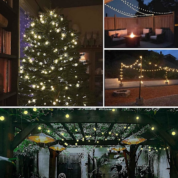 2-pakning 36FT 60 LED Crystal Globe Solar String Lights Utendørs Vanntett, Solar Lights Utendørs Dekor