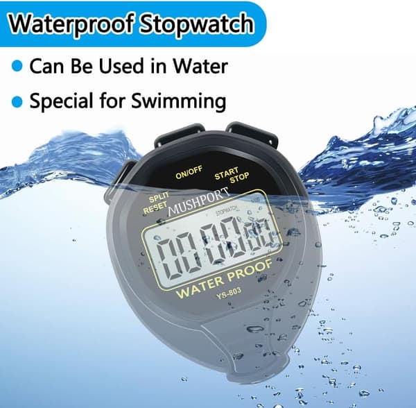 2025 Latest Model Waterproof Stopwatch Timer Stopwatch Mode Only, ON/OFF Silent Easy Operation, No Clock Date Countdown, Digital Sw