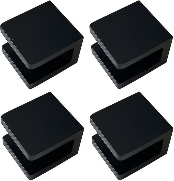 (4, Mat Sort) Glasklemme, Borfri Glasholder Glashyldebeslag Glasklips Støtte til 8mm - 10mm Glas