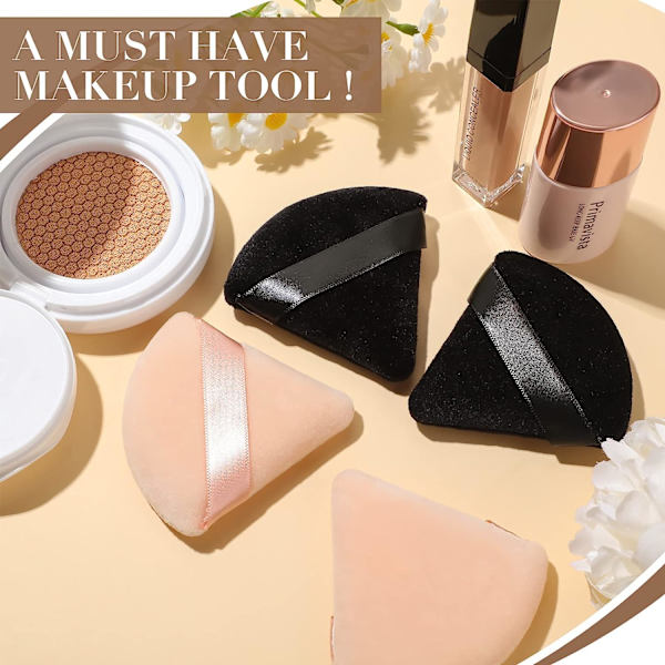 Triangulära Puffar 4-pack Makeup Ansiktspuffar (Svart, Naken)