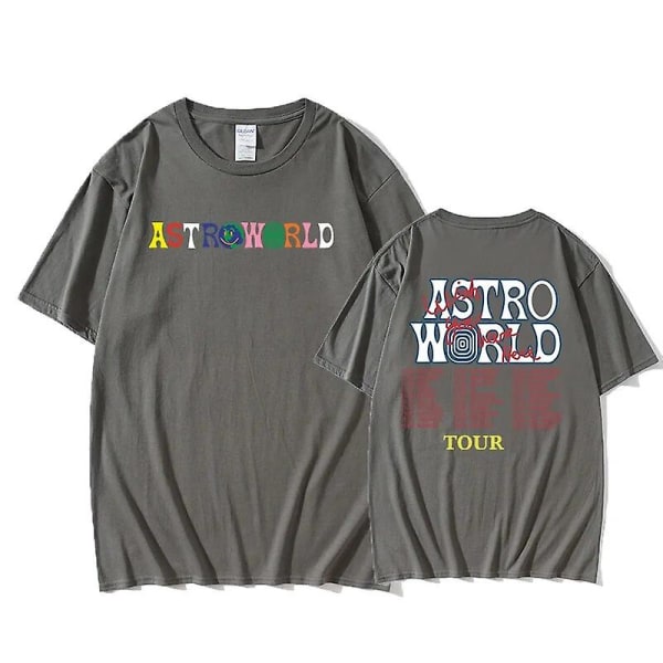 Herre Oversized T-skjorte Herre Dame1:1-bokstavtrykk T-skjorter Hip Hop Streetwear Kanye West Astroworld T-skjorte Dark gray L