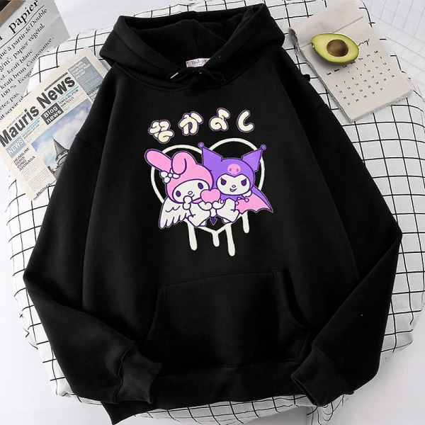 Kuromi Hoodie Sanrio Kawaii Fashion Koreansk Sweat Shirt Style Tegneserie Trykt Kawaii Efterår Vinter Hoodies Casual Dame Top WGR-0262 S