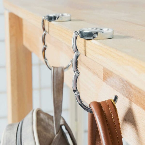 Håndveskekrok - Sammenleggbar metallveskehenger - Veskeholder for bord eller skrivebord - Hengende veske og små gjenstander (2 stk) Yixiang