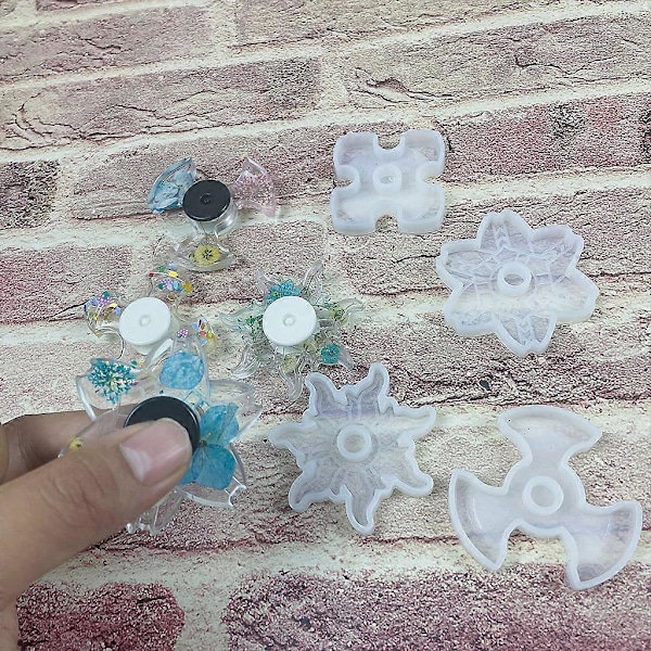 4 st Ångestlindring Hand Finger Fidget Spinner Leksaker Hartsform Silikonform