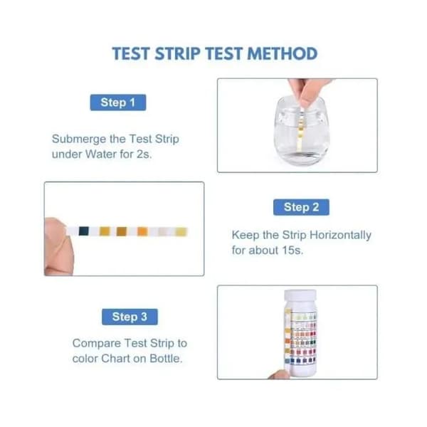 Vattentestkit - Ej specificerat - 6 i 1 - 50 testremsor - Mäter klor, brom, pH