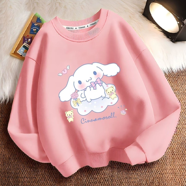 Nya härliga Sanrioed barnhuvtröjor Kawaii Anime Tecknad Cinnamoroll Pojkar Flickor Bomullströja Höst Barn Pullover Presenter black xiaoxiong 160(145-160cm)