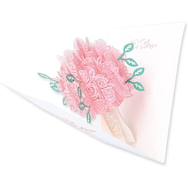 3D Pop Up Romantisk Bursdagskort - Konvolutt Inkludert - Valentinsgave - Rose