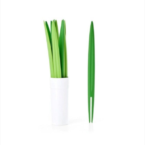 Ny stil bambus blad blad grønn frukt gaffel skilt frukt skilt kjøkkenutstyr 10stk