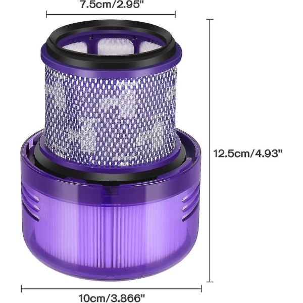 2 kpl Suodatin Dyson SV16 Outsize V11 Outsize V11 Outsize Absolute 970422-01:lle, Robotti-imurin Suodatinosa Harjaosa