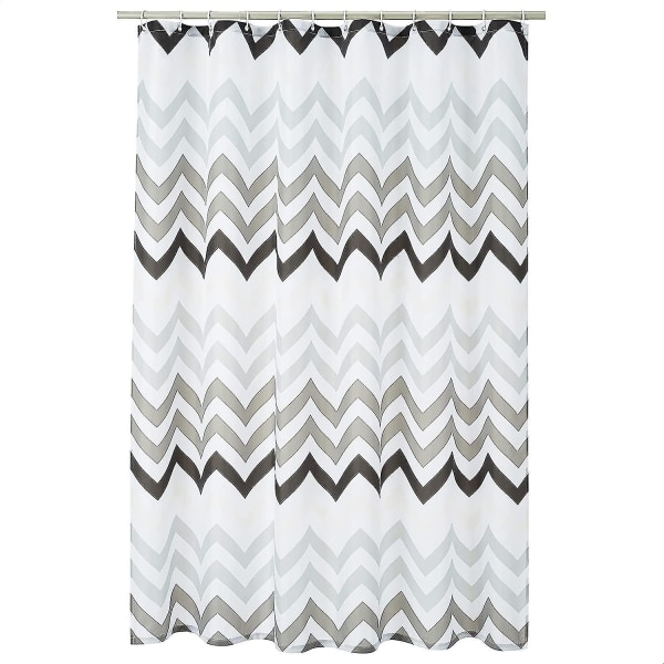Stof bruseforhæng - 72 x 72 tommer, grå ombre chevron til badeværelse