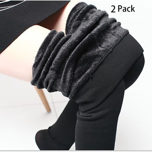 2023 2-pak leggings til kvinder Foret termiske leggings med høj talje termiske vintersports leggings 200 g black