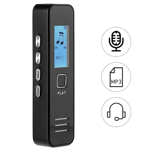 Digital Stemmeopptaker Opptakspenn Lyd Diktafon MP3-spiller USB for Møte Kontinuerlig Opptak Uten Minne
