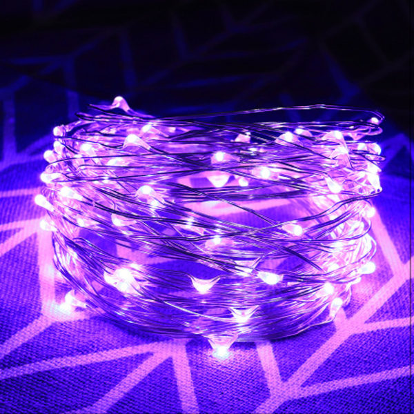 1 st Fairy String Lights, 5M 50 LED, stämningsljus för festbröllopsdekorationer (lila)