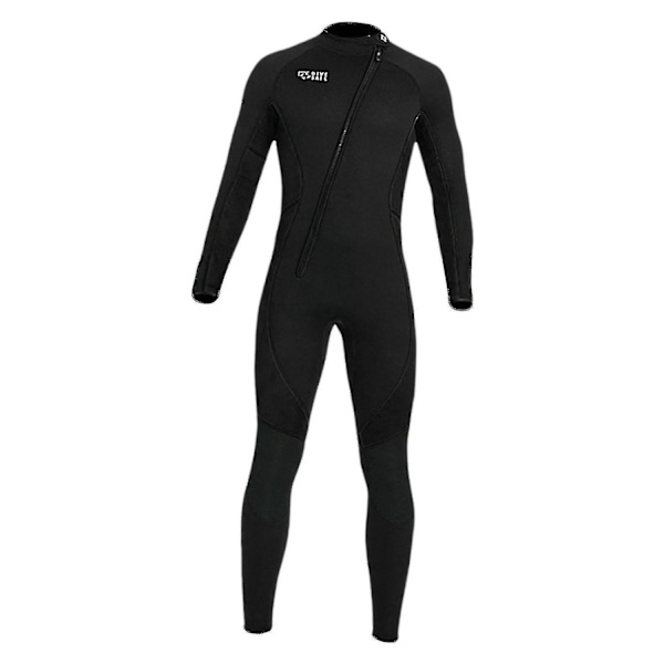 Super Stretch Dykker Våddragt 3mm Neopren Langærmet Front Zip Fuld Krop Mænd Sort 3xl