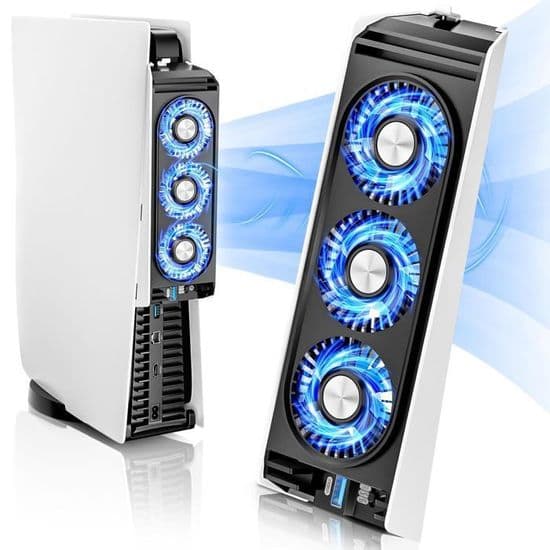 PS5 Kylfläkt - Tyst - 3 Inställningar - Extern USB