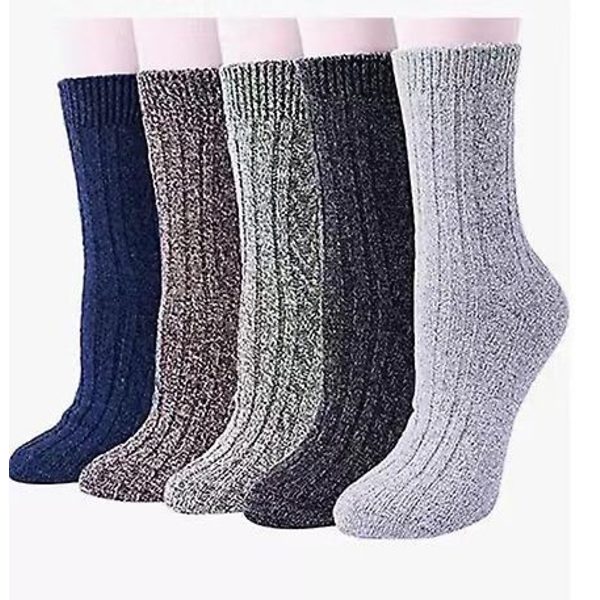 5 paria miesten sukkia Merino-villasta, talviset lämpimät pehmeät klassiset paksuut business-sukat hengittävät premium-vaellussukat