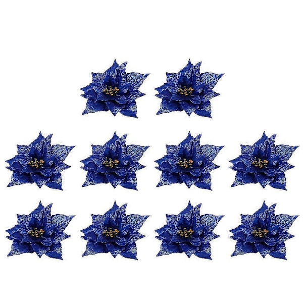 10 st Bröllopsdekoration Konstgjord Glitter Julstjärna Julstjärneblommor Faux Julstjärna Julgran Julstjärna