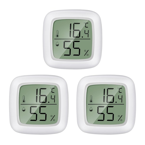 Termometer -- 1 sett med 3 mini digitale LCD-hygrometre