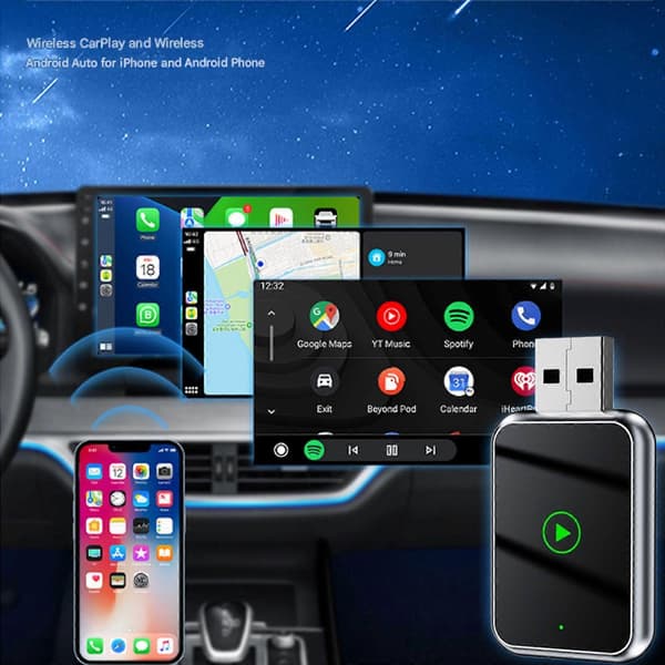 AIZEO Langaton CarPlay -sovitin, langaton Plug and Play vain IPHONE IOS -puhelimille (INFO9j