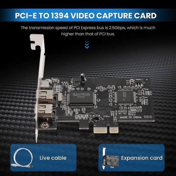 PCI-E PCI Express FireWire -kortti, Firewire-kaapelilla, videoille jne.