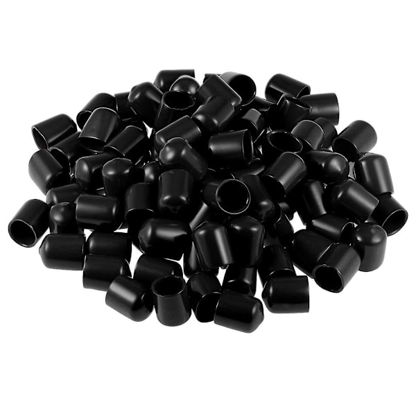 100 stk gummiendeksler 14 mm innvendig diameter vinyl rund rør boltdeksel deksel skruegjengebeskyttere svart