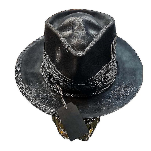 Cowboyhatt for menn i punkstil, western cowboyhatt med dødningehode