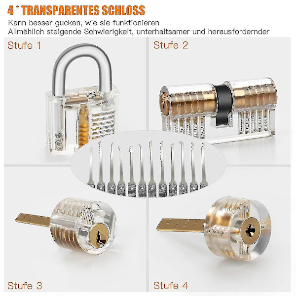 Låsesmed Træningslåsesæt 30stk Transparent Lås Til Lockpick Praksis Til Begynder