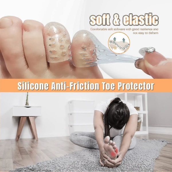 Silikon anti-friksjon tåbeskytter, gel tåbeskyttere Pustende tåbeskyttere tåermer for liktorn, blemmer og inngrodde tånegler