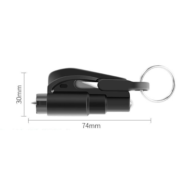 Bilsikkerhed Hammer Mini Glasbrækker 2-i-1 Glasbrækker til Bilnøglekæde - Sort, 7.5*3.5 CM, 1stk
