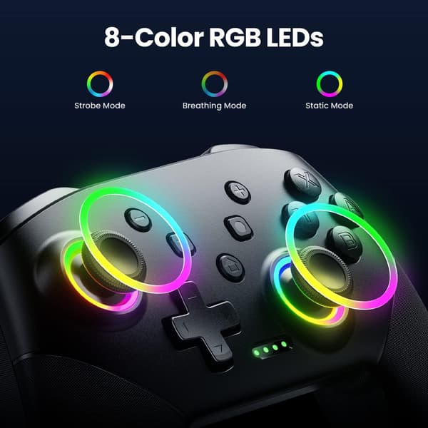 2025 Senaste Modell Switch Controller Trådlös, Pro Controllers Kompatibel med Switch Lite/OLED/PC, Enknapps-parning Gamepad med 9-Färgs RG
