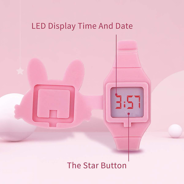 Lasten kello,tyttöjen kello Digitaalinen söpö muotoinen led-muoti silikoniranneke Simpukka Design Rannekello Tyttö