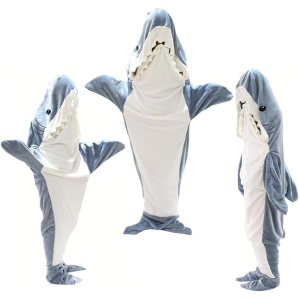 Shark Sovepose Super blød og behagelig flannel hættetrøje Shark Tail Bærbart Shark Tæppe