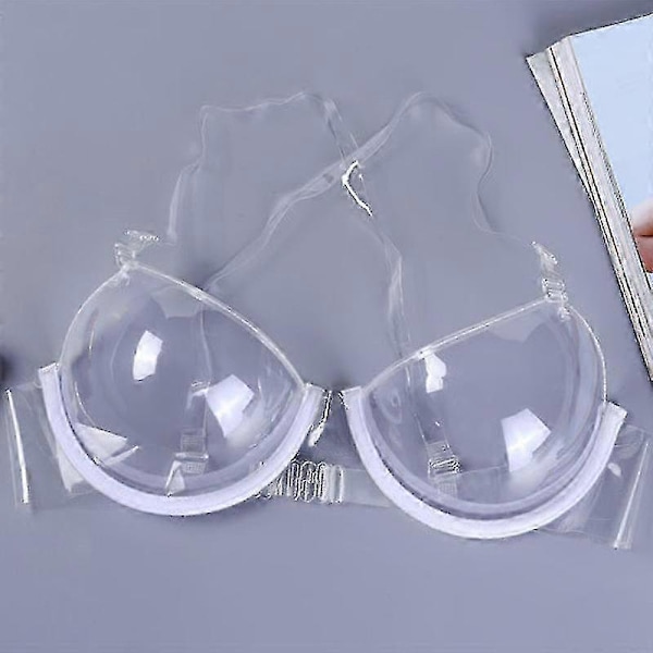 Sexiga Kvinnor 34 Kupa Transparent Genomskinlig Push Up BH Ultratunn Rem Osynliga BH Underkläder