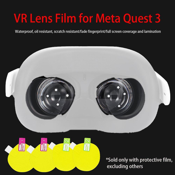 for Meta Quest 3 Lens Protector VR filmdeksel Anti-ripe 4 stk