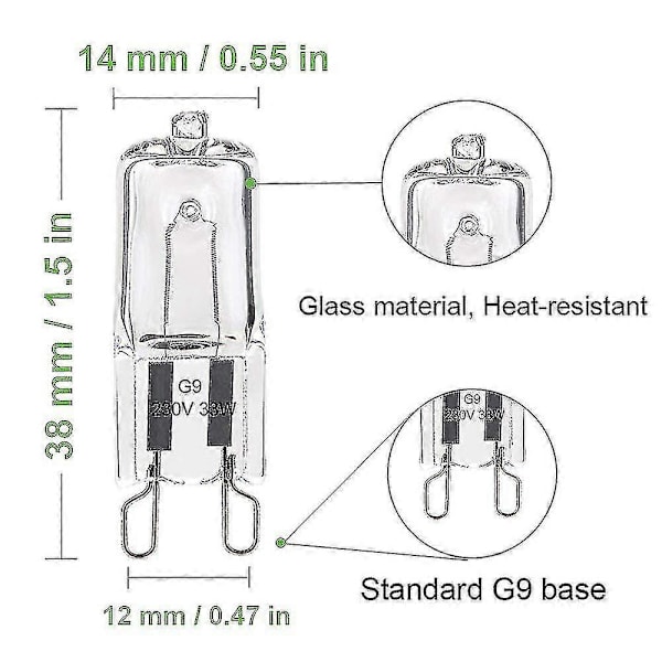 Parti med 10 G9 Glödlampor 33w Varmvit, Halogen G9 För Ugn Tål 300c, G9 Filamentkapsel Glödlampor 420lm 230v