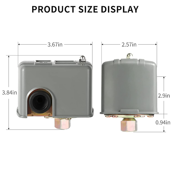 Trykføler til brøndpumpe, 40-60Psi vandtrykføler justerbar differential, 1/4 tommer Fema