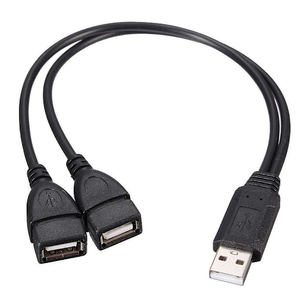 USB 2.0 A-hane till 2 Dubbla USB-hon Datahub Ström Adapter Y-delare Kabel