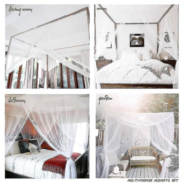Sängmyggnät, kapell - Fyrdörrars myggnät, passar de flesta sängstorlekar - vit