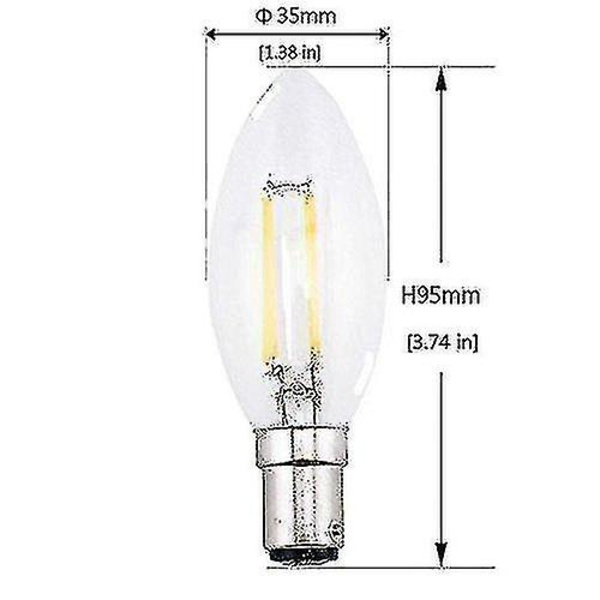 4-pack 4W SBC B15 Filament LED Ljusstakelampa Varmvit 2700K S LED Vintage Filament