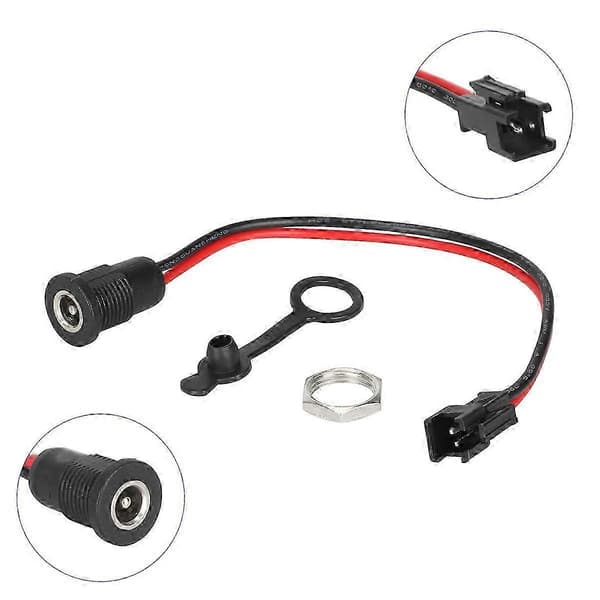 50V DC 5.5x2.1mm Panelmontert DC Strømkontakt med Metallmutter Spennekobling